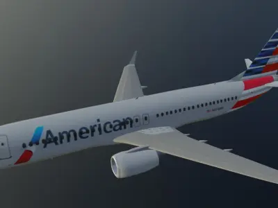 American Airlines Boeing 737-800 low poly  Low-poly 3D model