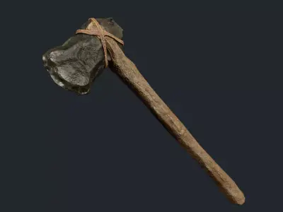 Crafted Stone Axe PBR UNITY UE4 Low-poly 3D model