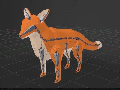 Fully Rigged Cartoon FOX Low-poly 3D model