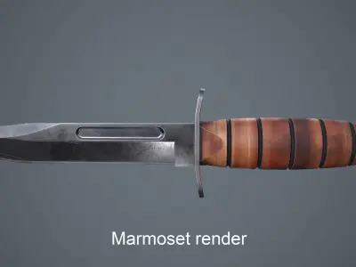 Knife Low-poly 3D model military Low-poly 3D model