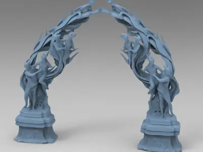 Dantes Inferno Fire dance Archway Low-poly 3D model