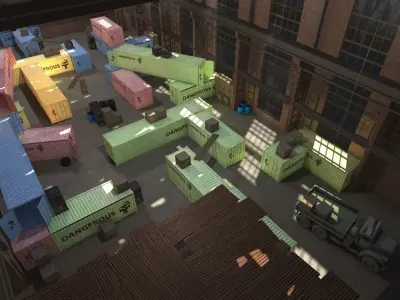 Angar - tournament map Low-poly 3D model