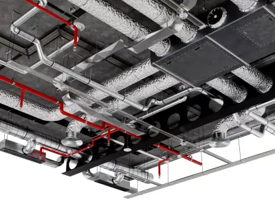 Industrial HVAC Ceiling System  Low-poly 3D model