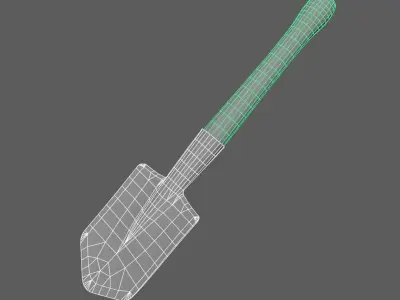 Shovel with wooden handle Low-poly 3D model
