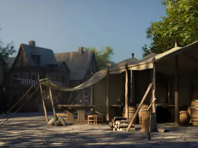 Medieval Market- Tent Prop 02 Free 3D model