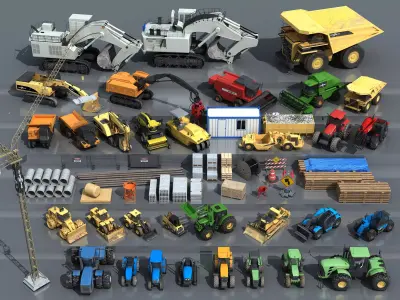 Large construction vehicles-agricultural machinery 3D model