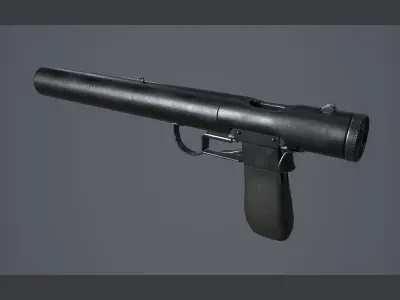 World War II - Welrod Silenced Pistol - PBR and Game Ready Low-poly 3D model