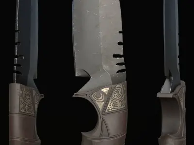 hunting knife Low-poly 3D model 7