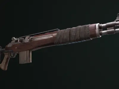 Tactical rifle M-14 Low-poly 3D model