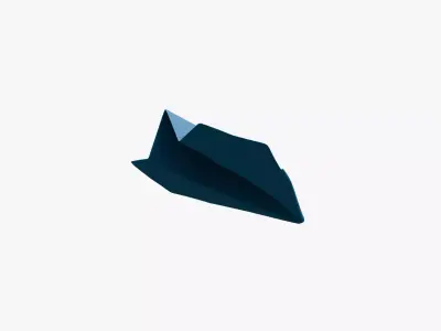 Paper Plane Blue Low-poly 3D model