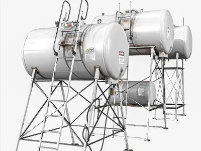 Overhead Fuel Storage Tanks  3 Pakage  Low-poly 3D model
