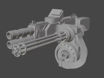 Rusty heavy machine gun Low-poly 3D model