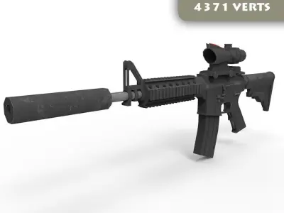 M4 carbine Low-poly 3D model 4