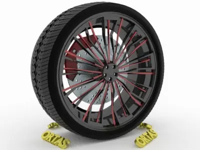 ORTAS CAR WHEEL RIM 99 GAME READY WHEEL RIM TIRE 3D model