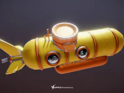 Yellow Submarine Free low-poly 3D model