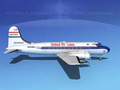 Douglas DC-4 United Airlines 1 3D model