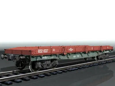 4-axle platform Low-poly 3D model