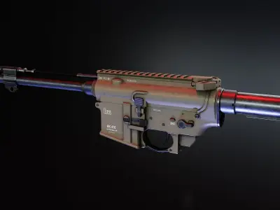 HK416 Receiver set with Barrels Low-poly 3D model