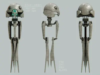 low poly robot droid Low-poly 3D model