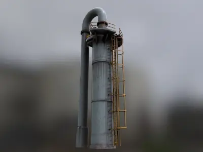 Rusted and Weathered Industrial Tower  Low-poly 3D model
