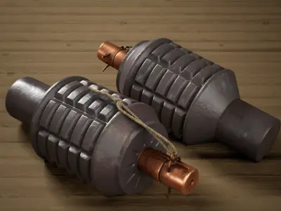 Japanese WWII Grenade Collection Low-poly 3D model