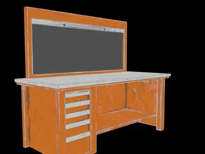 Old dust workbench Low-poly 3D model