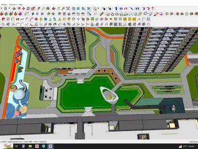 3d commercial building with Master plan collection 2 