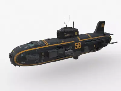 Futuristic Submarine Low-poly 3D model