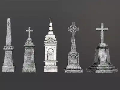 Cemetery Monuments Low-poly 3D model