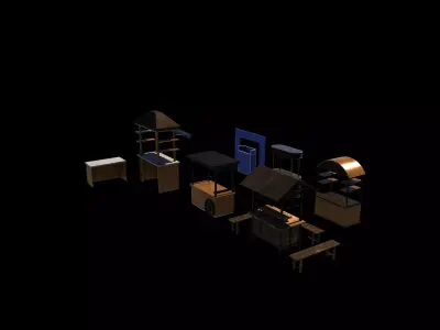 Food Carts set 3D model