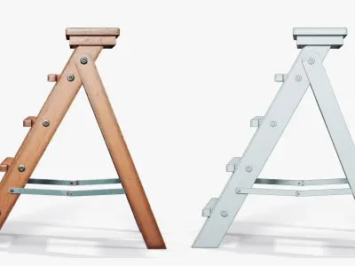Step Ladder Folding Wooden Low-poly 3D model