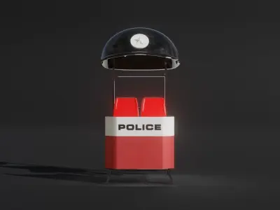 Police booth 3D model Low-poly 3D model