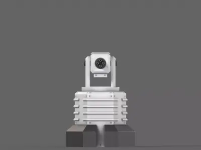 PBR Turret Gun 03 White Low-poly 3D model