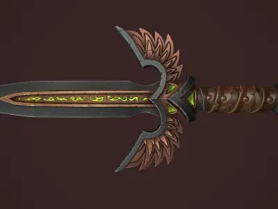 Rune dagger Low-poly 3D model