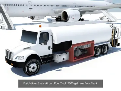 8 Airport Static Ground Support Vehicles Low Poly Blank textures 3D Model Pack
