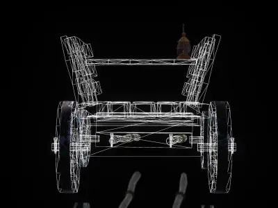 Game ready medieval Cart with Lamp Low-poly 3D model