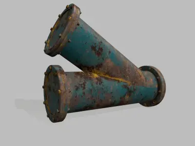 pipe set two rusty pipes Low-poly 3D model