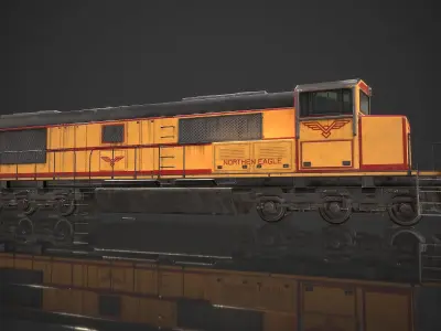 American Locomotive videogame asset Low-poly 3D model