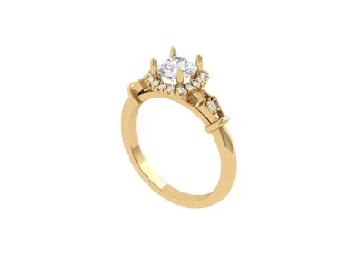 Solitaire Art Deco Ring 3D print model purchase