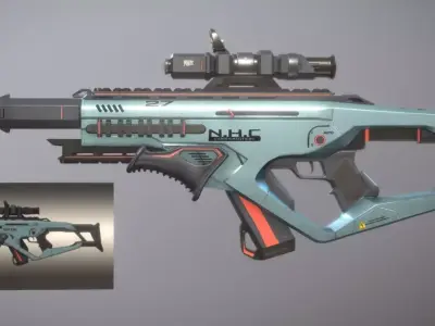 Scifi Gun Low-poly 3D model get