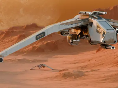  Sci-Fi Assault Spaceship Low-poly 3D model