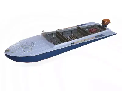 Old Motorboat Low-poly PBR Low-poly 3D model