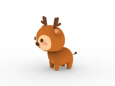 Cartoon Deer v001 character 3D model