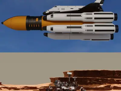 Space Shuttle and Mars Rover 3D models 3D Model Pack