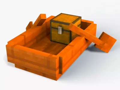 Minecraft Boat Rig Low-poly 3D model