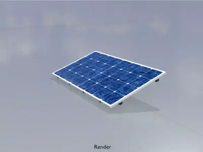 Solar module version 3 2x4m tilt angle 20 degrees without stand Low-poly 3D model
