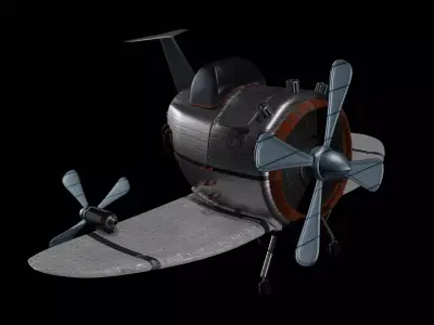 Aircraft airplane with two propellers 3D model