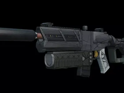 Sci-Fi Tactical Stealth Carbine Game Ready Low Poly Low-poly 3D model