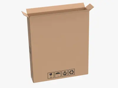 Cardboard Box 50x10x60 Half Open 3D model
