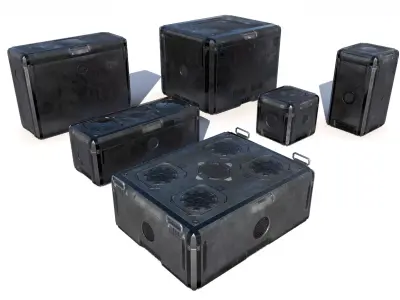 Sci Fi old grey cargo crates Low-poly 3D model